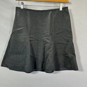 Ann Taylor Skirt Womens 10 Charcoal Gray Knit Stretch Zipper Flounce Hem Aline